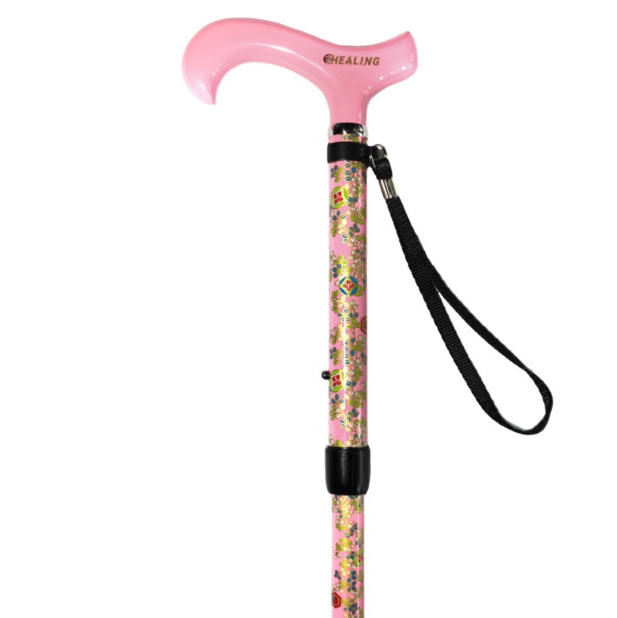 Ultralight Folding Carbon Fiber Walking Cane - Adjustable Height (pink )