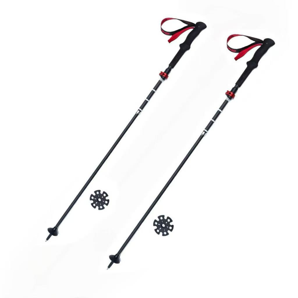 Carbon Trekking Poles – Z-Folding Compact Design (Black Red)