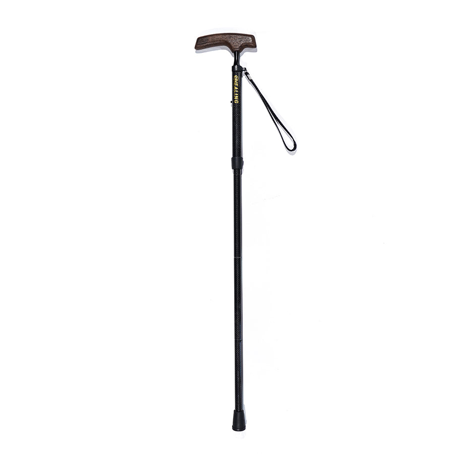 5 section Folding Carbon Fiber Walking Cane -Japanese-style Wenge Wood handle