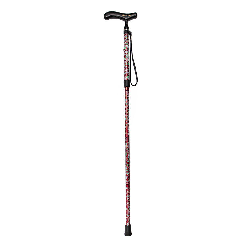 Ultralight Folding Carbon Fiber Walking Cane - Adjustable Height (Red blossom)