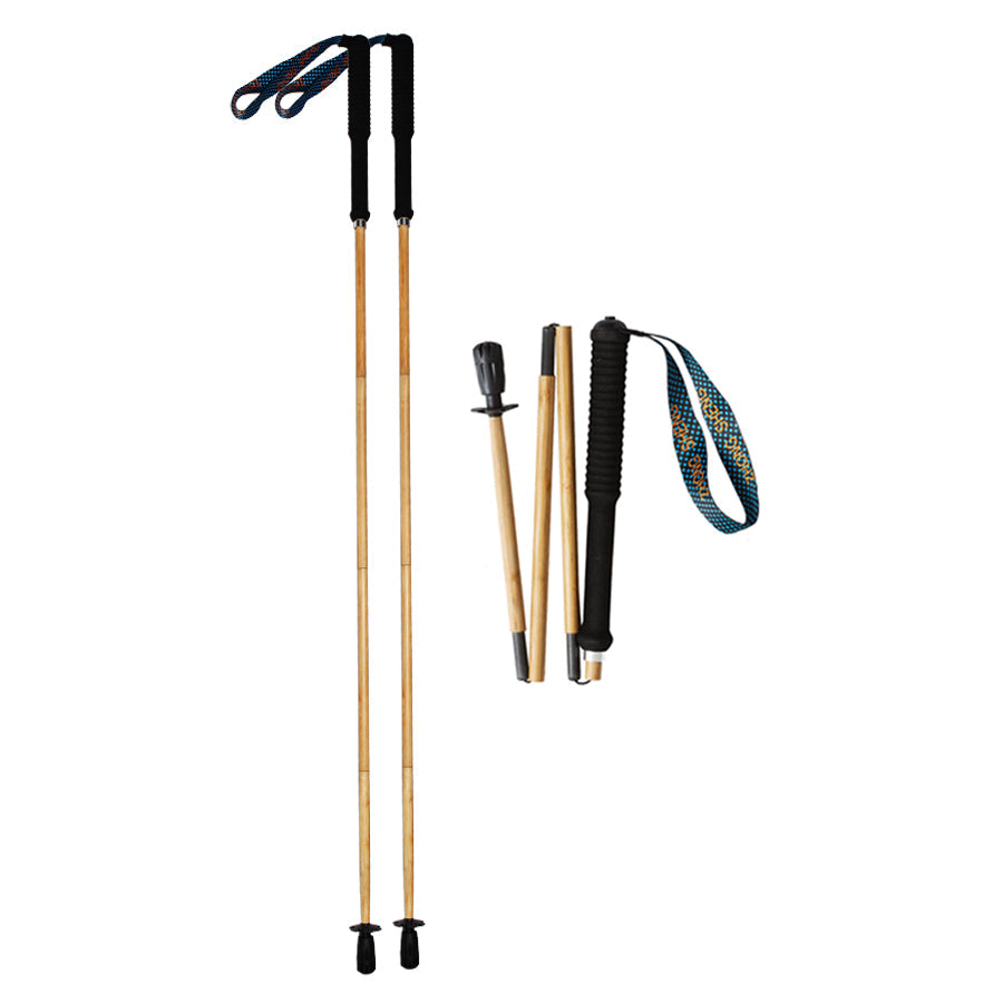 120g Carbon Fiber Hiking Poles – Bamboo Finish, Foldable & Ultralight