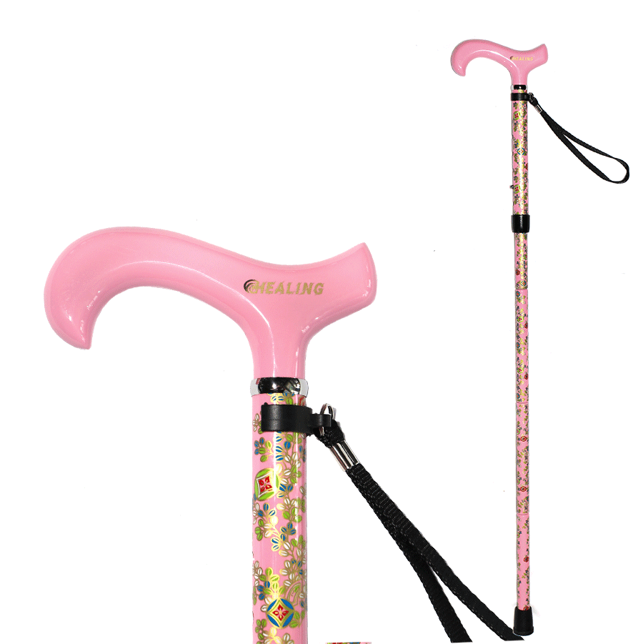 Ultralight Folding Carbon Fiber Walking Cane - Adjustable Height (pink )