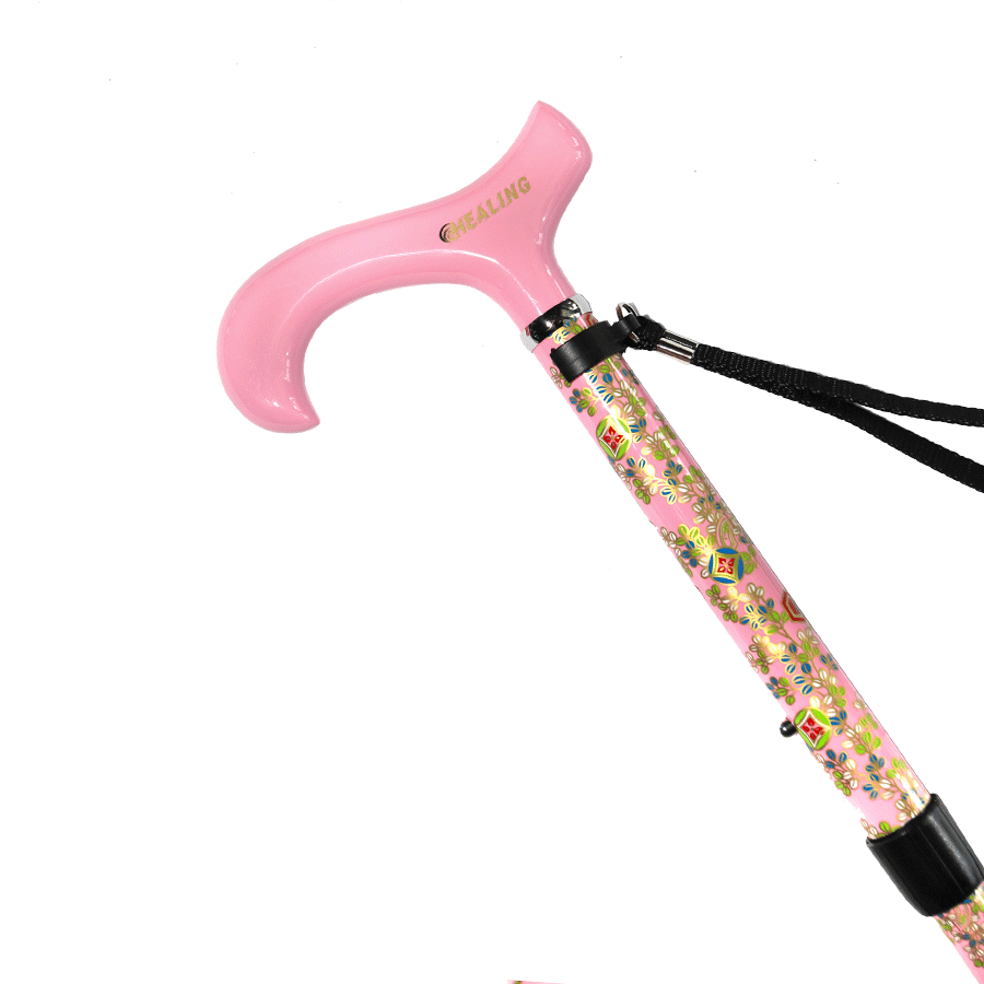 Ultralight Folding Carbon Fiber Walking Cane - Adjustable Height (pink )