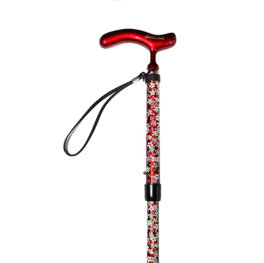 Foldable Carbon Fiber Walking Cane - Adjustable Height (Red )