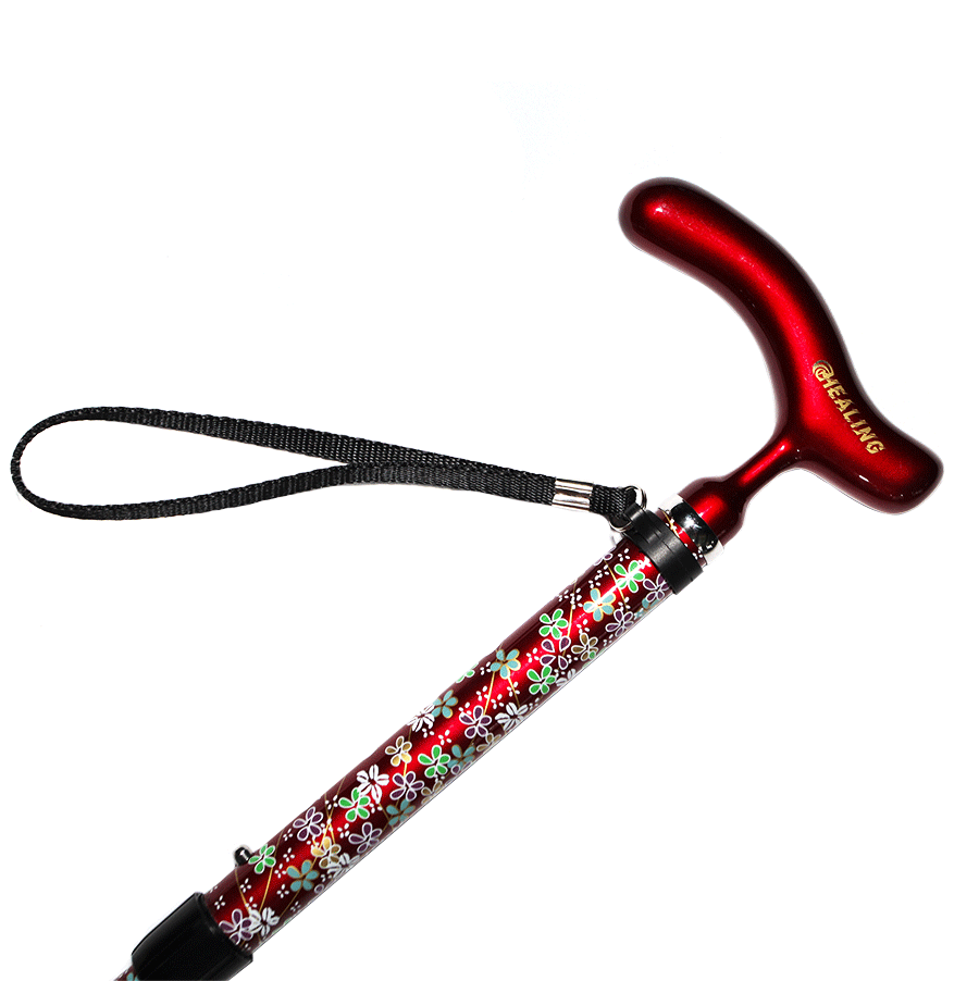 Foldable Carbon Fiber Walking Cane - Adjustable Height (Red )