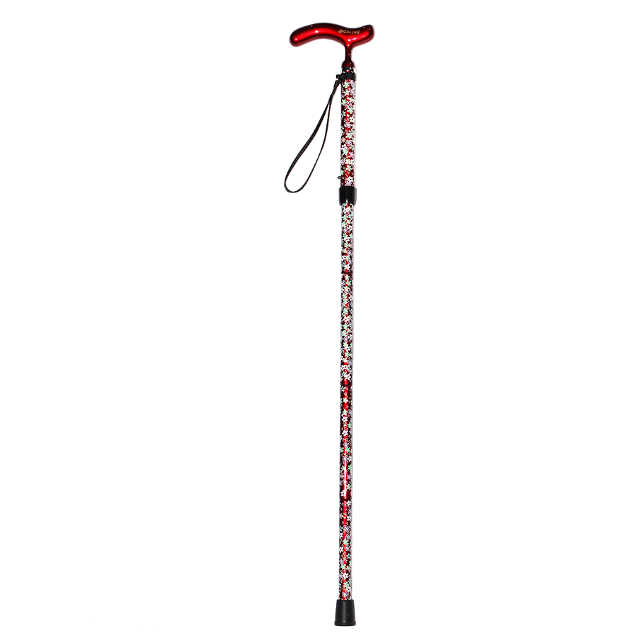 Foldable Carbon Fiber Walking Cane - Adjustable Height (Red )