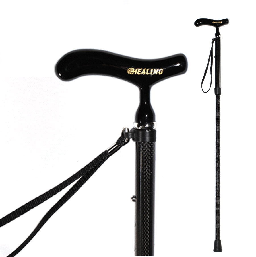 5 section Folding Carbon Fiber Walking Cane - Adjustable Height