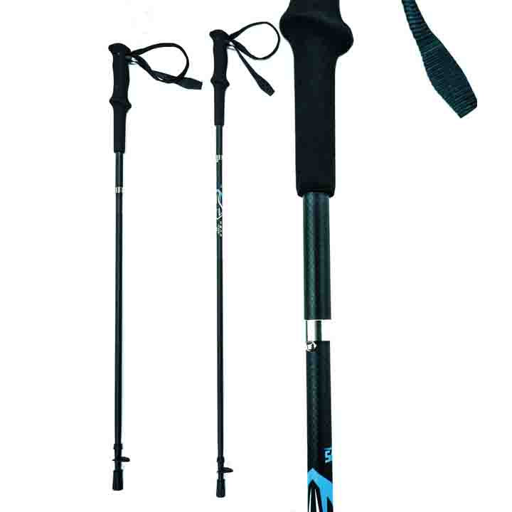 Carbon Fiber Trekking Poles Black - Folding and Ultralight
