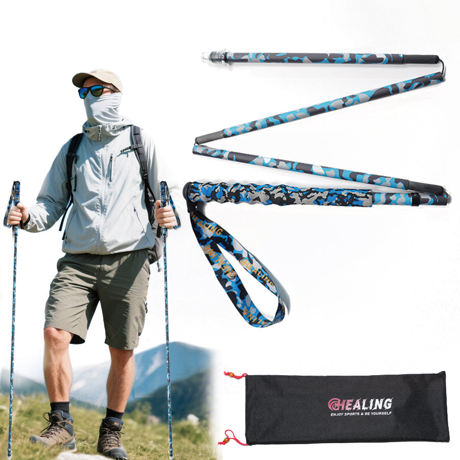 Carbon Trekking Poles – Lightweight & Foldable (Blue Camo)