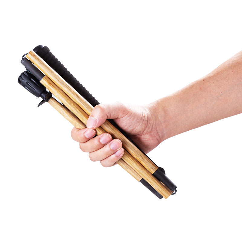 120g Carbon Fiber Hiking Poles – Bamboo Finish, Foldable & Ultralight