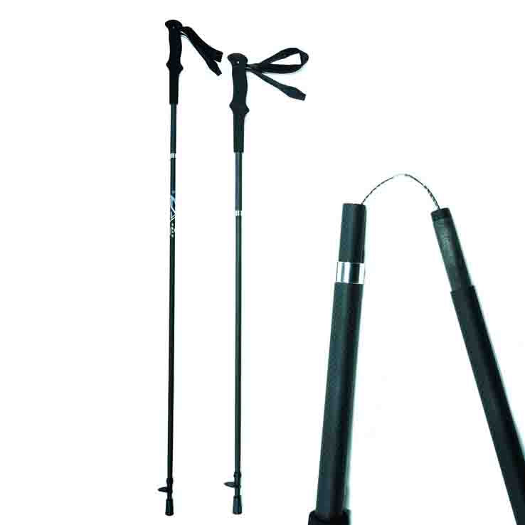 Carbon Fiber Trekking Poles Black - Folding and Ultralight