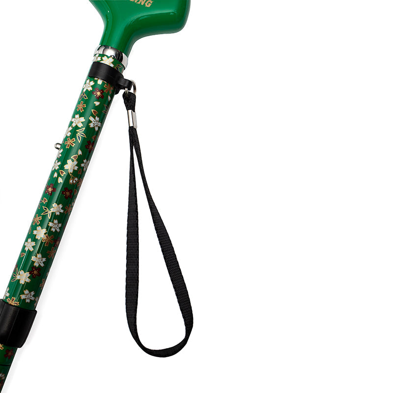Ultralight Folding Carbon Fiber Walking Cane - Adjustable Height(Green blossom)