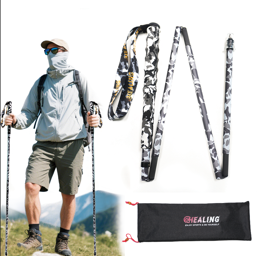 Foldable Carbon Trekking Poles – Camouflage Design & Ultralight