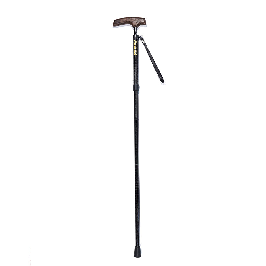 5 section Folding Carbon Fiber Walking Cane -Japanese-style Wenge Wood handle