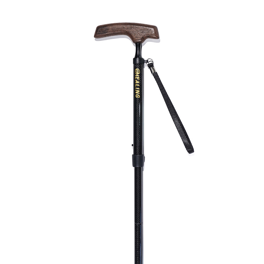 5 section Folding Carbon Fiber Walking Cane -Japanese-style Wenge Wood handle