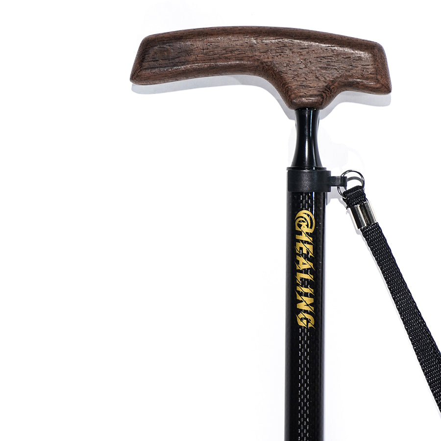 5 section Folding Carbon Fiber Walking Cane -Japanese-style Wenge Wood handle