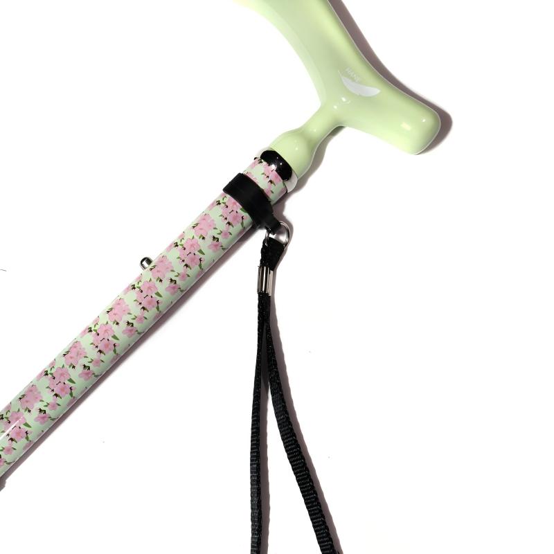 5 section Folding Carbon Fiber Walking Cane - Small floral print style