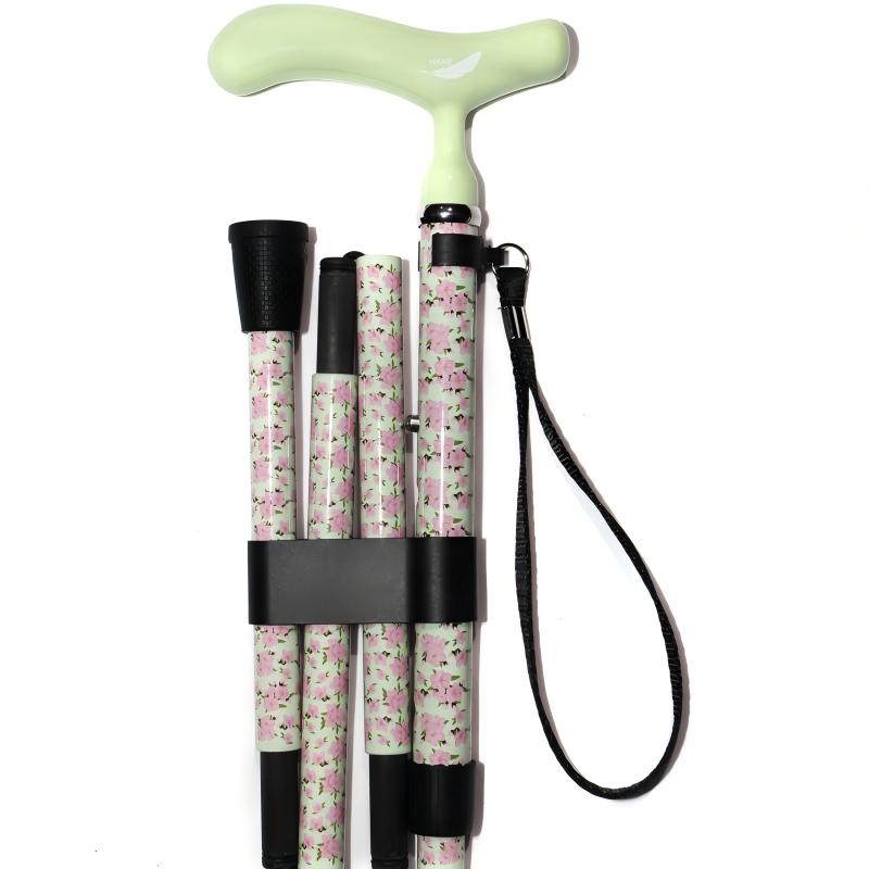 5 section Folding Carbon Fiber Walking Cane - Small floral print style