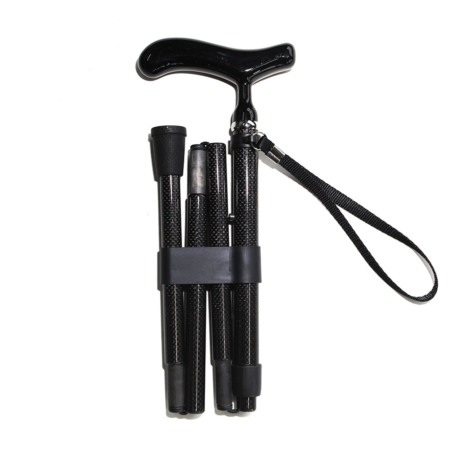 5 section Folding Carbon Fiber Walking Cane - European style cane handle