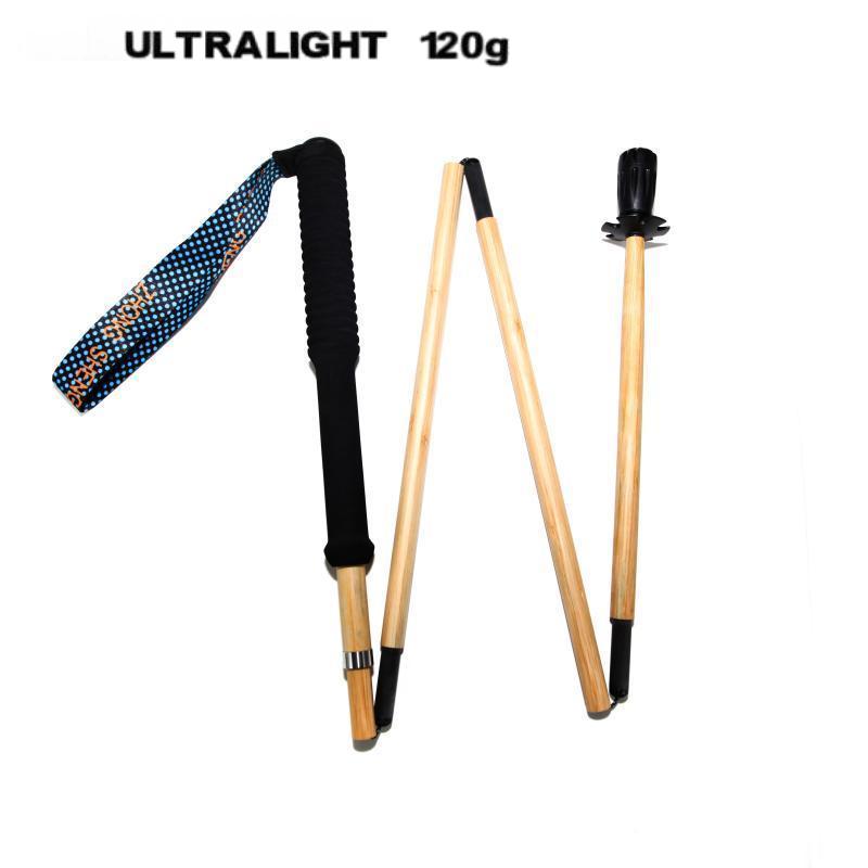 120g Carbon Fiber Hiking Poles – Bamboo Finish, Foldable & Ultralight