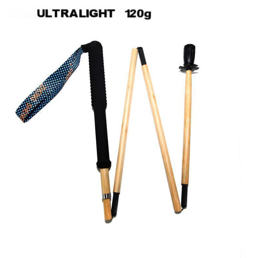 120g Carbon Fiber Hiking Poles – Bamboo Finish, Foldable & Ultralight