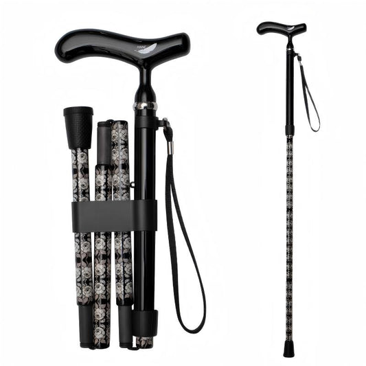 5 section Folding Carbon Fiber Walking Cane -  Retro Pattern