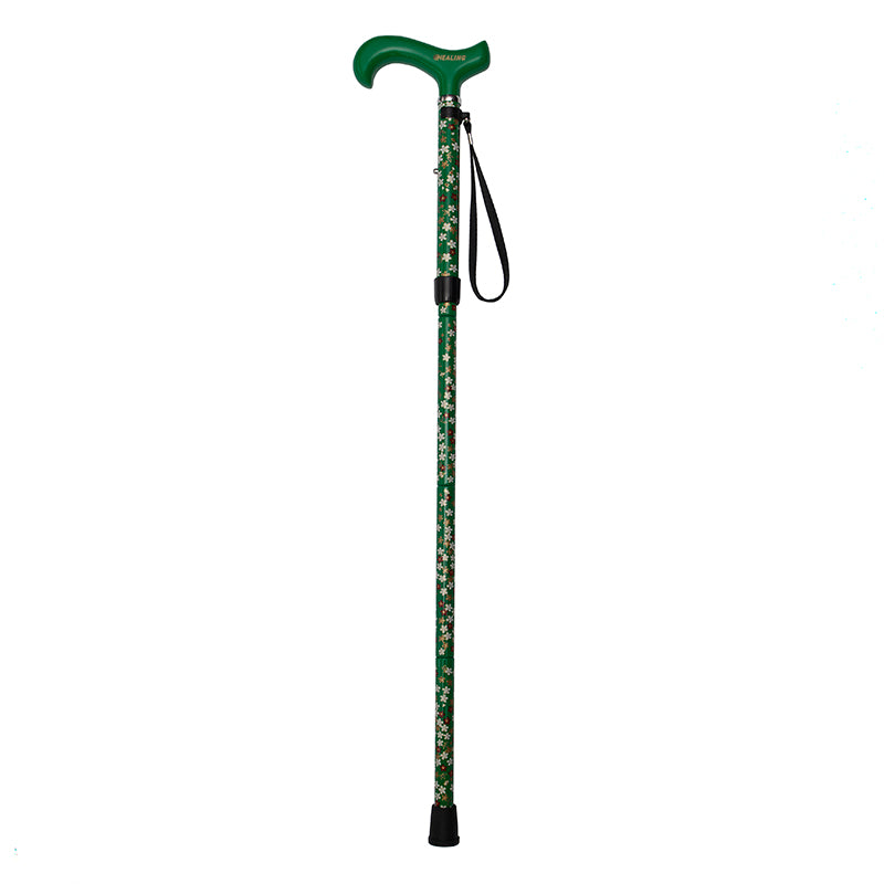 Ultralight Folding Carbon Fiber Walking Cane - Adjustable Height(Green blossom)