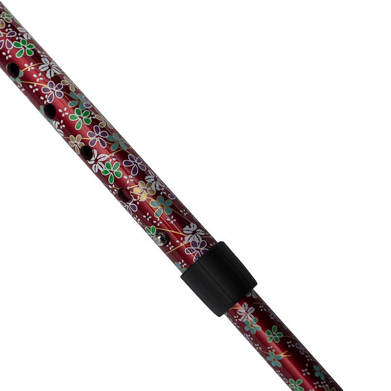 Ultralight Folding Carbon Fiber Walking Cane - Adjustable Height (Red blossom)