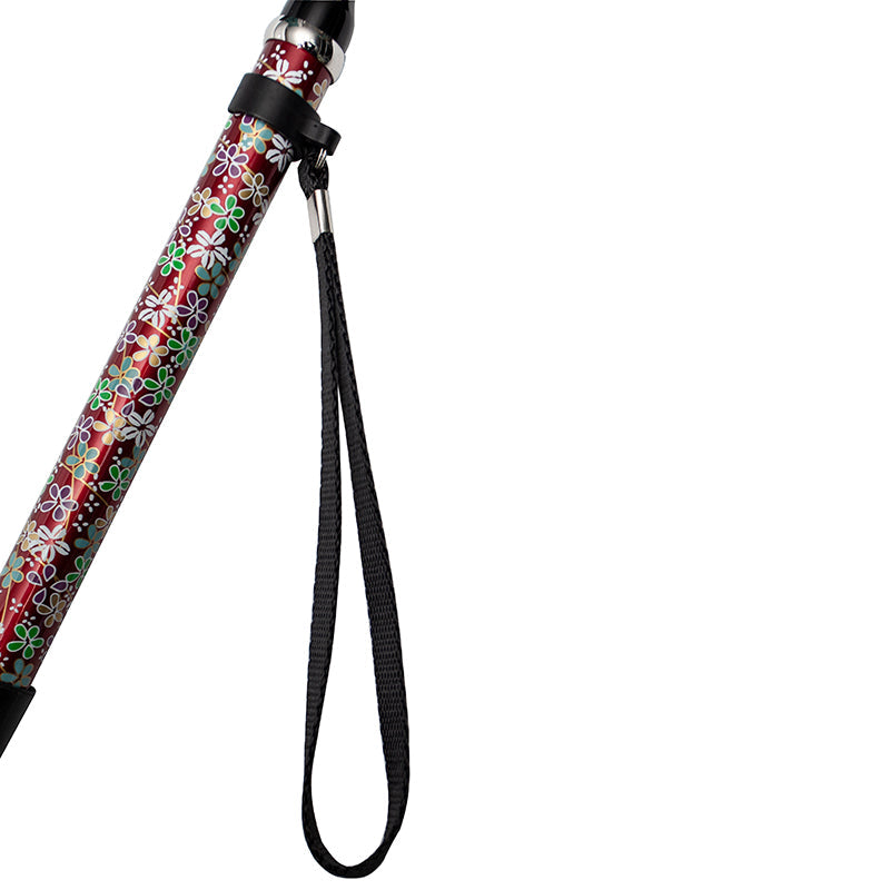 Ultralight Folding Carbon Fiber Walking Cane - Adjustable Height (Red blossom)