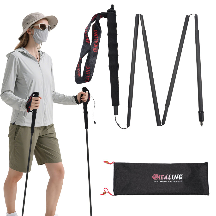 Carbon Fiber Trekking Poles Black - Ultralight and Folding