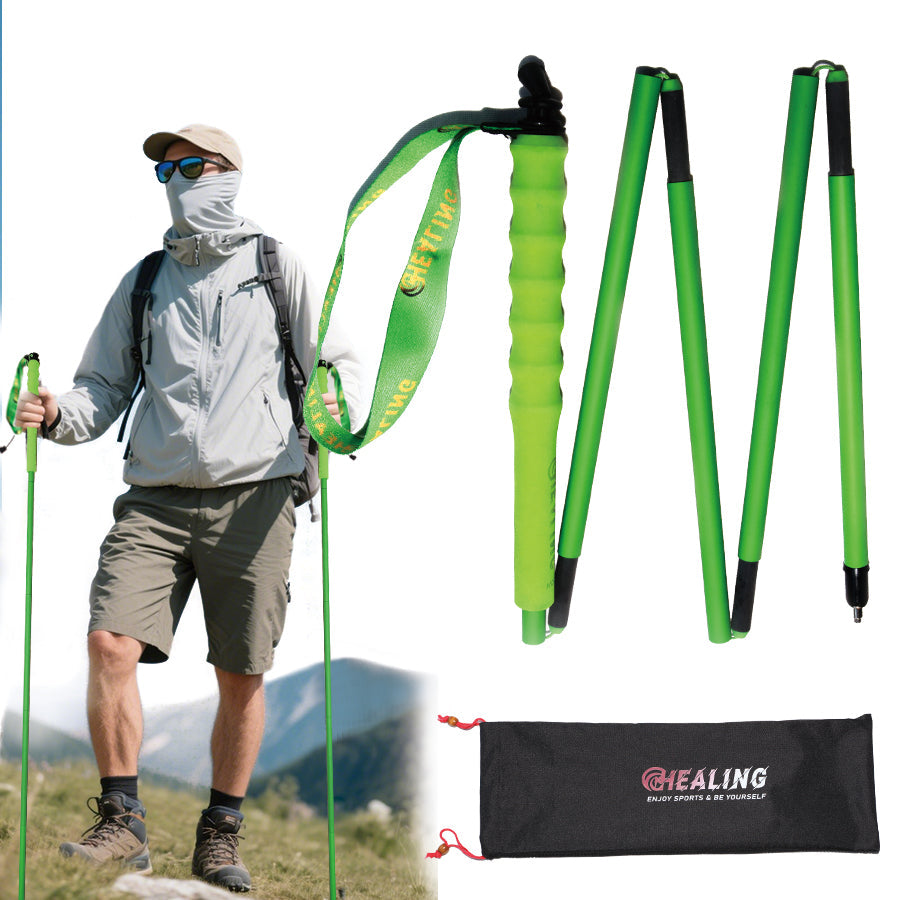 Carbon Hiking Poles – High Visibility & Foldable (Neon Green)