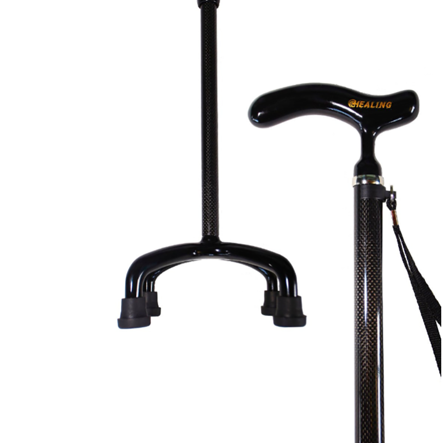 Ultralight Carbon Fiber Walking Quad Cane - Adjustable Height