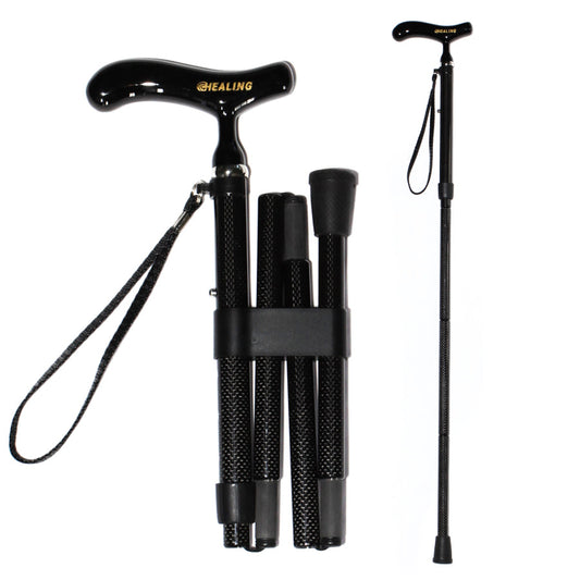 5 section Folding Carbon Fiber Walking Cane - Adjustable Height
