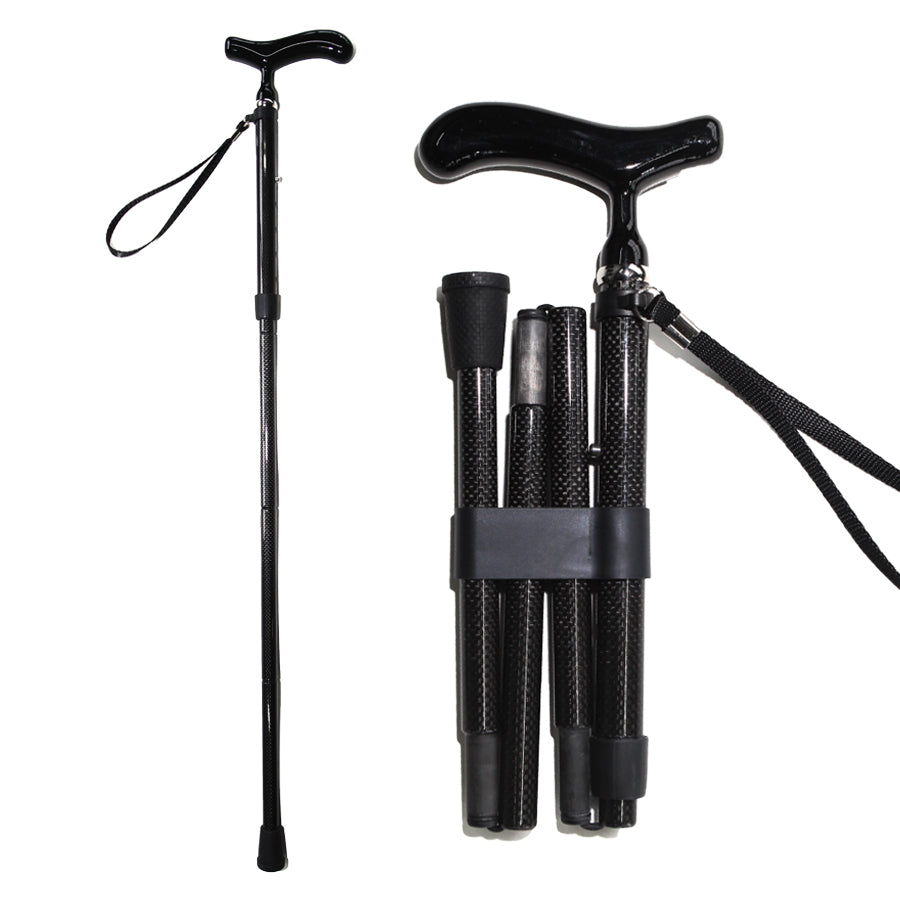 5 section Folding Carbon Fiber Walking Cane - European style cane handle