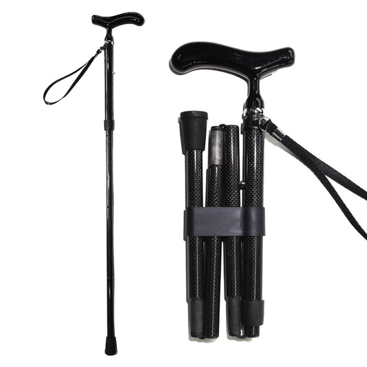 5 section Folding Carbon Fiber Walking Cane - European style cane handle