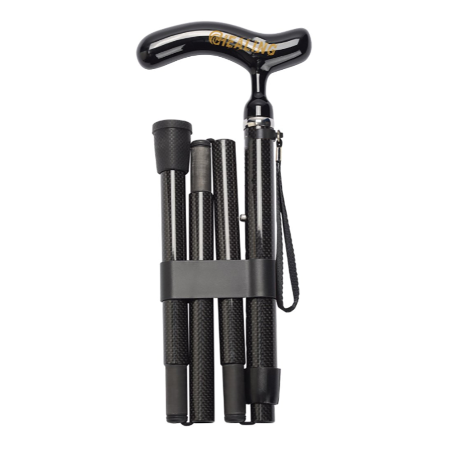 5 section Folding Carbon Fiber Walking Cane - European style cane handle