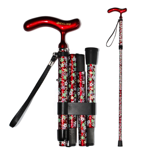 Foldable Carbon Fiber Walking Cane - Adjustable Height (Red )