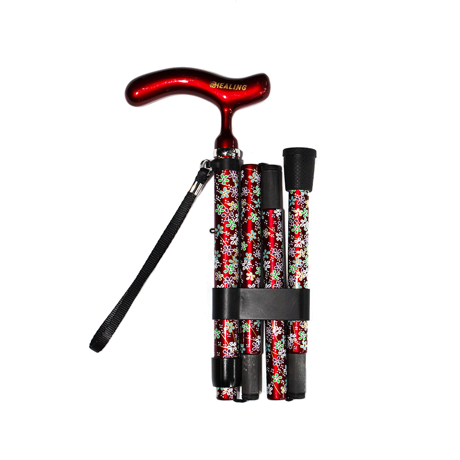 Foldable Carbon Fiber Walking Cane - Adjustable Height (Red )